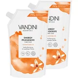 VANDINI 2x Energy Seife Nachfüllbeutel mit Orangenblüte Duft 500ml - Made in Germany Flüssigseife Nachfüllbeutel vegan - Handseife Nachfüllbeutel reinigt sanft - Liquid hand soap refill