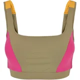 URBAN CLASSICS Color Block Sport-bh - Khaki / Bright Violett / Magic Mango - XS