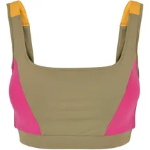 URBAN CLASSICS Color Block Sport-bh - Khaki / Bright Violett / Magic Mango - XS