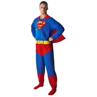 Rubie ́s Kostüm Superman Onesie, Original lizenzierter Kostümoverall für echte Supermänner blau M