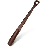 ZOMAKE Schuhlöffel Holz,Schuhanzieher aus Holz Lang,Schuhlöffel Lang 42 cm Stabil Holzschuhlöffel Shoe Horn Wood Buchenholz für Damen Herren Kinder Ältere Menschen,mit Lederhülse(Braun) - 42