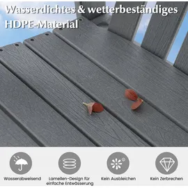 Costway Hoher Adirondack Stuhl Gartenstuhl 85 x 85 x 119 cm grau