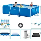 Intex Schwimmbecken mit rechteckigem Rahmen – 300 x 200 x 75 cm – Blau – im Lieferumfang enthalten Accessoire CB97 - Intex