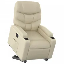 vidaXL Relaxsessel mit Aufstehhilfe Kunstleder 1-St 72 x 90 x 80 cm Creme