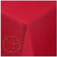Moderno Tischdecke Tischdecke Stoff Damast Leinen-Optik Jacquard mit Fleckschutz, Oval 140x190 cm rot Oval 140x190 cm