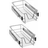 Küchenschublade Teleskopschublade 2X 30cm Vollauszug Regal Korbauszug Schlafzimmerschublade Schrankauszug Schublade Küchenregal - 30cm Naizy