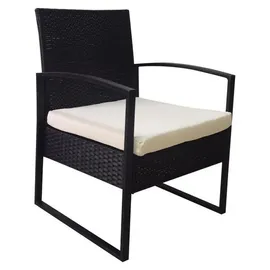 Happy Home 3tlg. Casual-Set Balkonset Sitzgruppe schwarzes Rattan mit Sitzkissen in beige