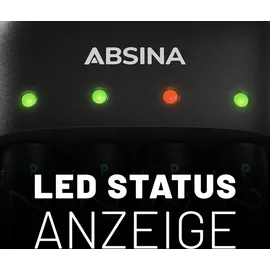 Absina Akku Ladegerät AA AAA & 9V inkl. 8X AA 2900