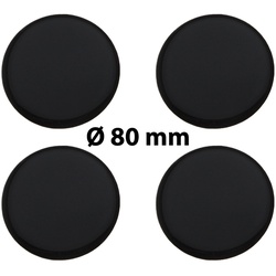 4 x Ø 80 mm Polymere Aufkleber / Schwarz / Nabenkappen, Felgendeckel