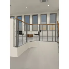 Minka Brüstungsgeländer mit Untergurten und Holz-Handlauf rund Weiß Weiß 120cm