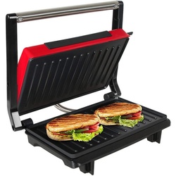 Gotoll Kontaktgrill GL311, 750 W, Sandwichtoaster Panini Sandwich Maker Tischgrill Elektrogrill rot|schwarz