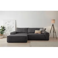Home affaire Ecksofa SHERWOOD L-Form, 267 cm - OTTO. Verlässliche Qualität., Schlaffunktion mit Bettkasten (210x136 cm), Cord, Vintage, Samtvelours grau