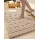 COLOR&GEOMETRY Badezimmerteppich Groß Badematte rutschfest 61 x 92 cm, Badteppich Waschbar Weiche Absorbierende Badvorleger Teppich Badezimmer für Badezimmerboden Dusche Badewanne, Beige