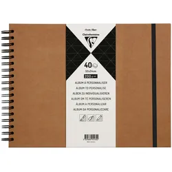 Clairefontaine 3x Album DIY zum Personalisieren, 40 Blatt Kraftpapier 200g im Format 32x24 cm, Umschlag aus Kraftkarton - Kartonbraun 95430C