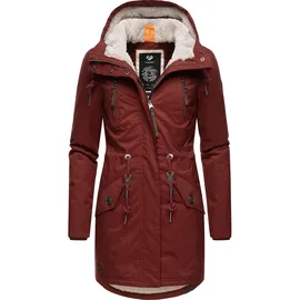 Ragwear Damen Wintermantel warm gefütterter Parka lang wasserdicht mit Kapuze Elsie Melange Wine Red Gr. 5XL - 5XL
