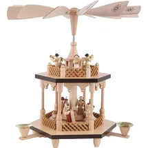 Erzgebirgische Volkskunst Richard Glässer GmbH Weihnachtspyramide Erzgebirge Richard Glässer Seiffen Christi Geburt 1-stöckig Natur, 01371