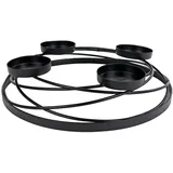 Adventskranz aus Metall in schwarz - 35 cm - Deko Gitter Kranz mit 4 Kerzentellern - Kerzenhalter ohne Docht Tisch Deko zu Weihnachten