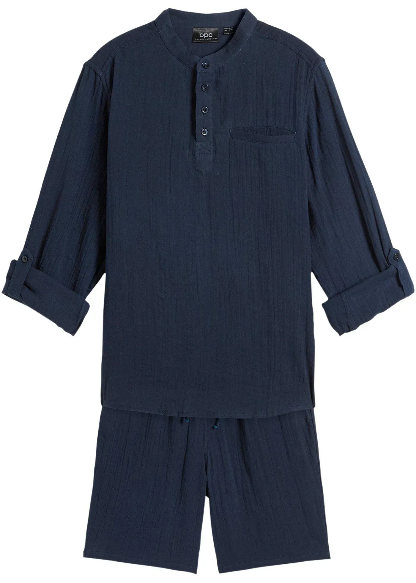 bonprix Musselin Hemd und kurze Hose (2-tlg.Set), blau, 152/158, Hemd: 100% Baumwolle,Musselin,kurze Hose: 100% Baumwolle