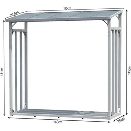 Quick Star Kaminholzregal Aluminium 143 x 70 x 145 cm Grau