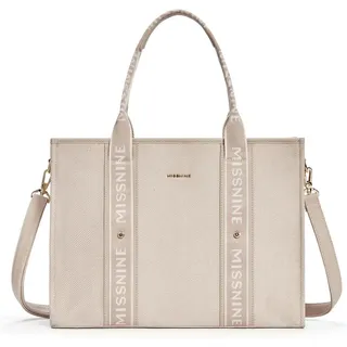 MISSNINE Tragetasche Canvas-Laptoptasche 15,6 Zoll Damen Aktentasche Büro Schule Khaki