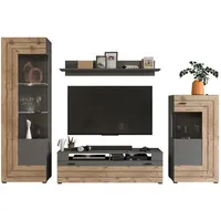 MCA Furniture Freno Wohnwandkombination 1 Grau / Nox Oak - Grau