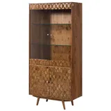 MASSIVMOEBEL24.DE Vitrine Akazie 90 x 42 x 190 cm Beige