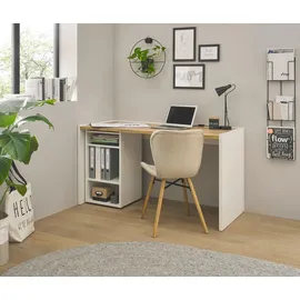 furn.design Schreibtischkombination 2-teilig weiß matt, Eiche Wotan 143 cm, Büromöbel Set | Gr.: onesize