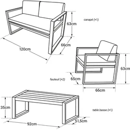 Happy Garden Gartenmöbel Ibiza aus grauem Stoff 4-sitzer - Weißaluminium