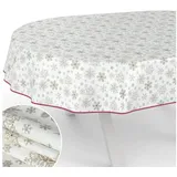 ANRO Tischdecke Weihnachten Oval 160 x 140 cm Weiß