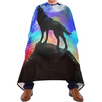 Friseurumhänge Haar Heulender Wolf Mond Sternenklar Haarschnitt Salon Cape Wasserdichte Barber Cape Atmungsaktiv Frisierumhang Für Erwachsene Haar Styling Hair Design 140X170Cm