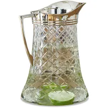 Loberon Krug Meloisey, traumhafter Rautenschliff, elegantes Design, Wasserkaraffe, Küchenutensilien, Tischdekoration, Tischaccessoire, Glas, Messing, klar/silber