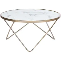 Beliani Couchtisch Rund Weiß Gold Marmor 80 x 80 x 40 cm
