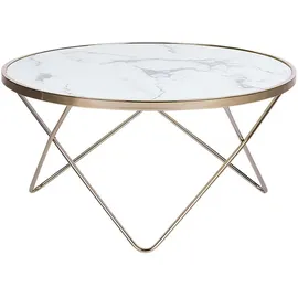Beliani Couchtisch Rund Weiß Gold Marmor 80 x 80 x 40 cm