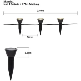 Star Trading LED-Solar-Lichterkette 'Mini Spot', Kunststoff - Schwarz