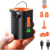 Mini-luftmatratzenpumpe Mit Campinglampe, Wiederaufladbarer 4,8-kpa-luftmatratzenaufbläser Mit 3600-mah-akku, 6 Düsen Für Luftkissen, Schwimmringe Und Vakuumbeutel