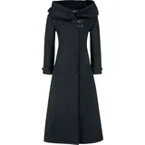 Gothicana by EMP Damen schwarzer langer Wollmantel mit großer Kapuze S - S