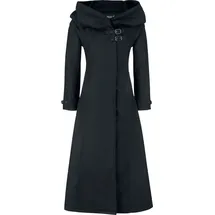 Gothicana by EMP Damen schwarzer langer Wollmantel mit großer Kapuze S - S