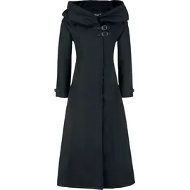 Gothicana by EMP Damen schwarzer langer Wollmantel mit großer Kapuze S - S