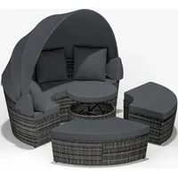 CASARIA Polyrattan Sonneninsel Grau 185cm