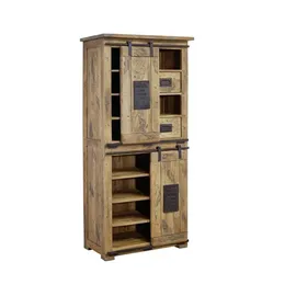 Massivmoebel24 Schrank Mango 80x45x175 natur lackiert RAILWAY 117