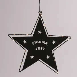 MARELIDA LED Hängestern FROHES FEST - Metallstern - 5-zackig - D: 27cm - 20 LED - Batteri...