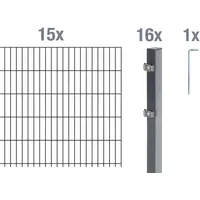 GAH Alberts Doppelstabmattenzaun Set 1 x 30 m anthrazit