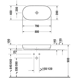Duravit Luv Aufsatzwaschtisch 80 x 40 cm (0379800000)