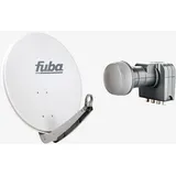 Fuba Sat Anlage 4 Teilnehmer | Satellitenschüssel Komplettset - DAA 650 G Sat-Schüssel 60x65cm Alu hellgrau + Fuba DEK 417 Quad LNB 4 Teilnehmer (DV