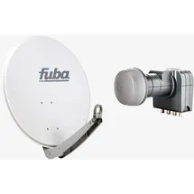 Fuba Sat Anlage 4 Teilnehmer | Satellitenschüssel Komplettset - DAA 650 G Sat-Schüssel 60x65cm Alu hellgrau + Fuba DEK 417 Quad LNB 4 Teilnehmer (DV