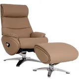 MCW Relaxsessel MCW-K98 Kunstleder 80 x 80 x 100 cm Beige mit Hocker