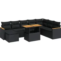 vidaXL Garten-Lounge-Set 9-tlg. schwarz