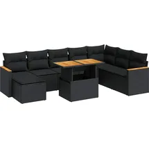 vidaXL Garten-Lounge-Set 9-tlg. schwarz
