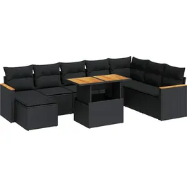 vidaXL Garten-Lounge-Set 9-tlg. schwarz