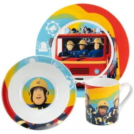 UNITED LABELS Feuerwehrmann Sam Kinder, Frühstücksset Geschirr Set 3-teilig in Mehrfarbig Ø Gr.: onesize